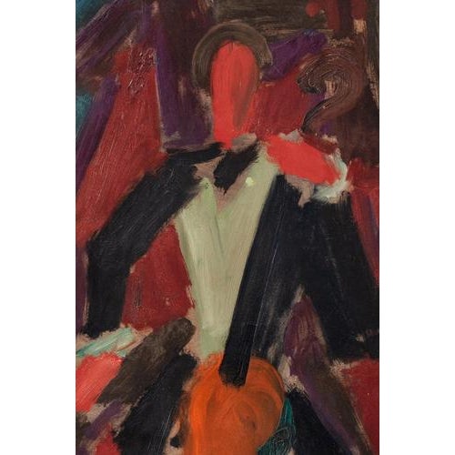 Modern Fernand Dubuis, Study for the Cellist, Oil Painting on Canvas, 1948 For Sale - Image 3 of 11