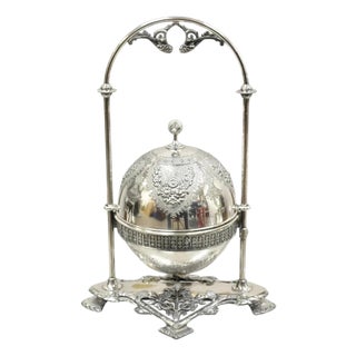Antique Meriden Co Victorian Silver Plated Round Dome Covered Butler Butter Dish For Sale