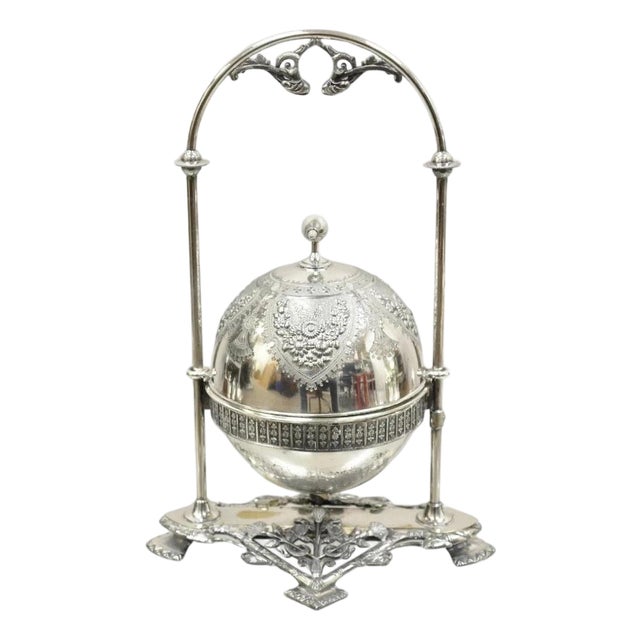Antique Meriden Co Victorian Silver Plated Round Dome Covered Butler Butter Dish For Sale