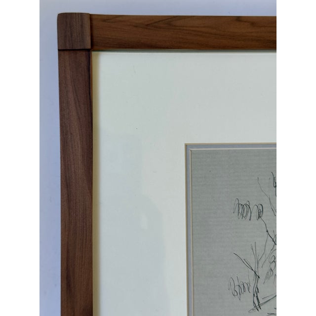 Contemporary Mid 20th Century Lisel Salzer (1906–2005) Original Unsigned Sketch – Central Park, Nyc – Custom Framed For Sale - Image 3 of 7