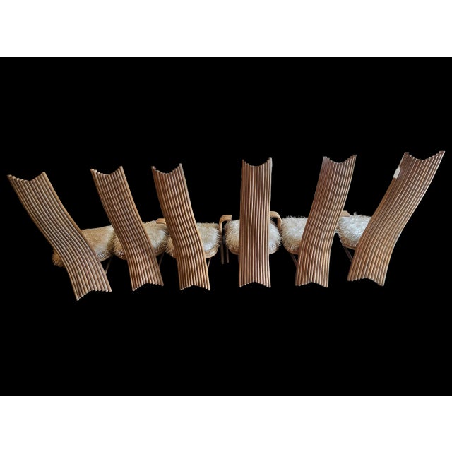 1980s Boho Chic High Back Rattan Dining Chairs, Set of 6 For Sale - Image 4 of 10