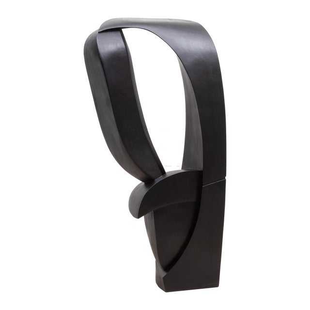 Modern Abstract Sculpture in Black Oak by Patrick Coard Paris For Sale