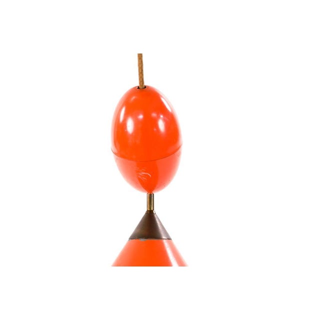 Mid-Century Modern 1960s Danish Modern Orange Metal Cone-Shaped Pendant Light by Poul Henningsen For Sale - Image 3 of 10