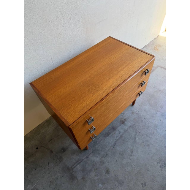 Mid Century Danish Modern Teak Chest of Drawers – 3 Drawer Vintage Scandinavian Dresser 1960s For Sale - Image 9 of 9