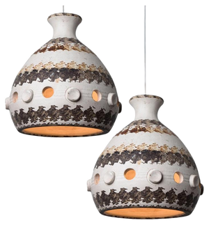 Danish Ceramic Pendant Lights, 1970, Set of 2