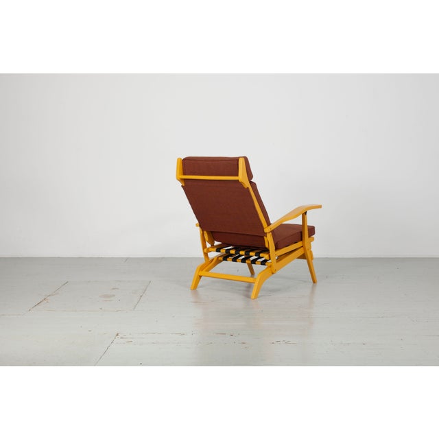 Yellow Lacquered Folding Deck Chair with Cushion, Italy, 1950s For Sale - Image 8 of 18