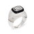 Stylish contemporary rock crystal & diamond ring (circa 2010s) crafted in 18k white gold. Rock crystal measures 21mm x...