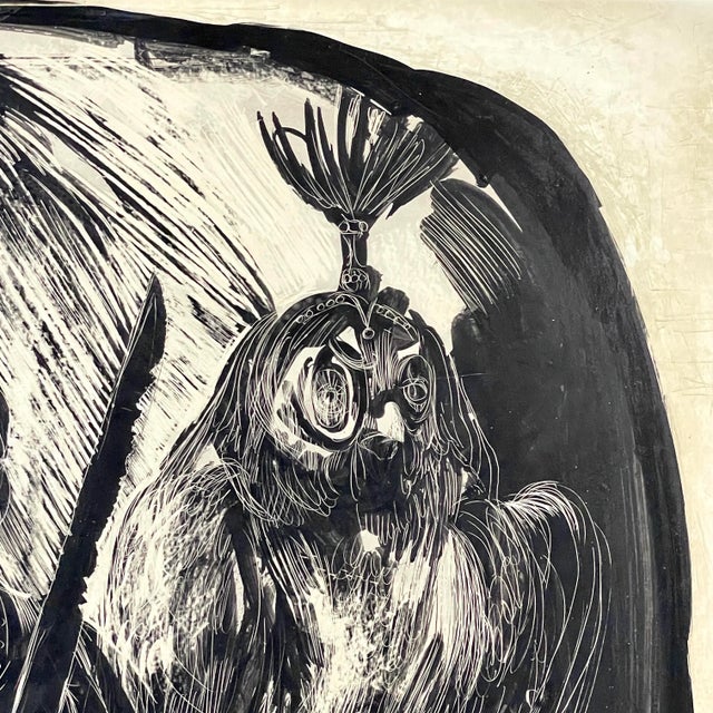 Figurative 1970s "The Cavelier and the Owl" Oil Painting by Stephen Bagnell, Framed For Sale - Image 3 of 6