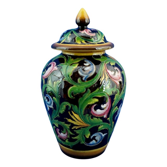 20th Century Scratched Majolica Ceramic Potiche Vase by Bartolomeo Rossi for CAS Savona Albisola, Italy, 1920s For Sale