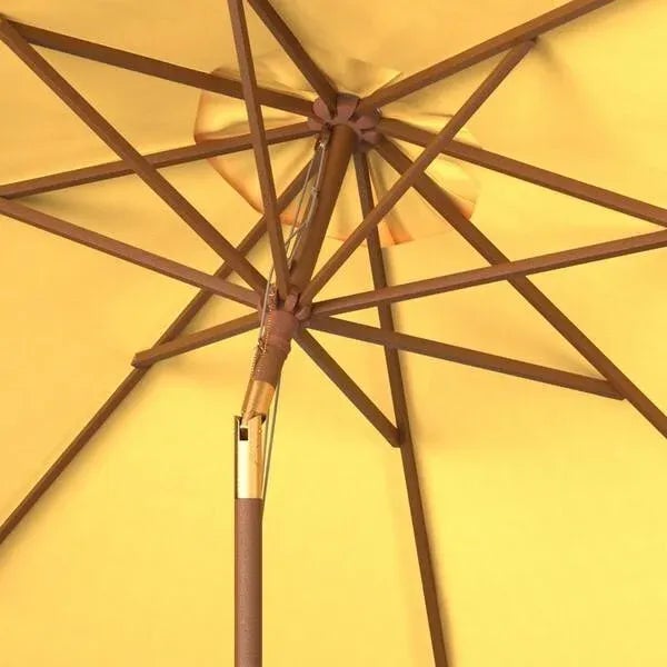 Safavieh Cannes 9ft Wooden Outdoor Umbrella - Yellow For Sale - Image 4 of 5