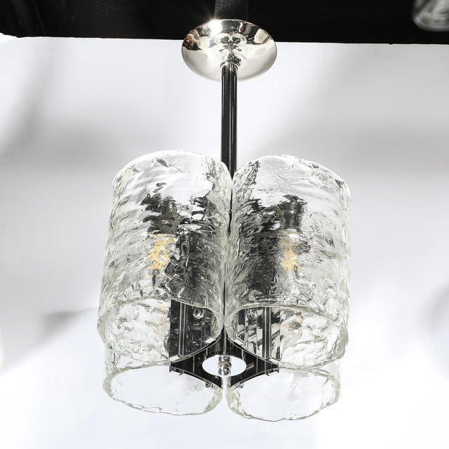 Silver 1970s Mid-Century Modern Hand-Blown Murano Mottled Glass & Nickel Chandelier by Mazzega For Sale - Image 8 of 18