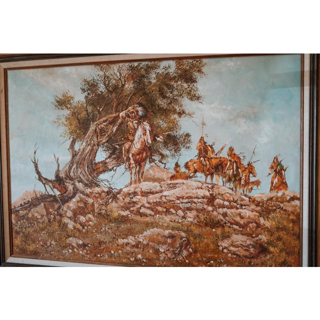 Sky Blue 1950s Original Rex Dawson Western Oil Painting For Sale - Image 8 of 8