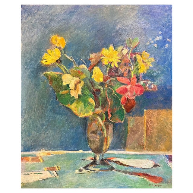 Fernand Blondin, Flowers in a Vase, Oil on Canvas For Sale