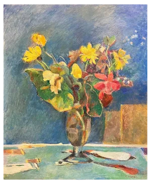 Fernand Blondin, Flowers in a Vase, Oil on Canvas