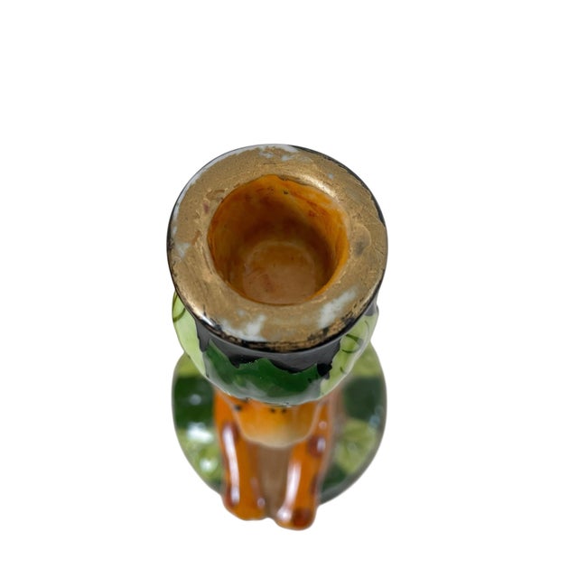Ceramic 2 Vntage Porcelain Jungle Cat Candlestick Holder Leopard Cheetah For Sale - Image 7 of 8