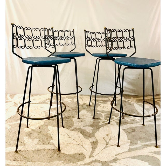 Arthur Umanoff Vintage Wrought Iron Outdoor Patio Chairs For Sale - Image 4 of 12