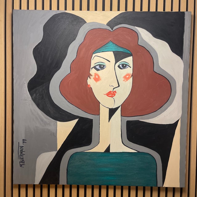 Signed Modern Figurative Portrait Painting – M. Bierman, Large Original, 1999 For Sale - Image 4 of 6