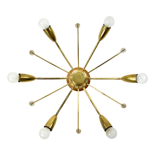 Modern Brass Sun-Shaped Flush Mount by J. T. Kalmar for Kalmar, Austria, 1950s For Sale