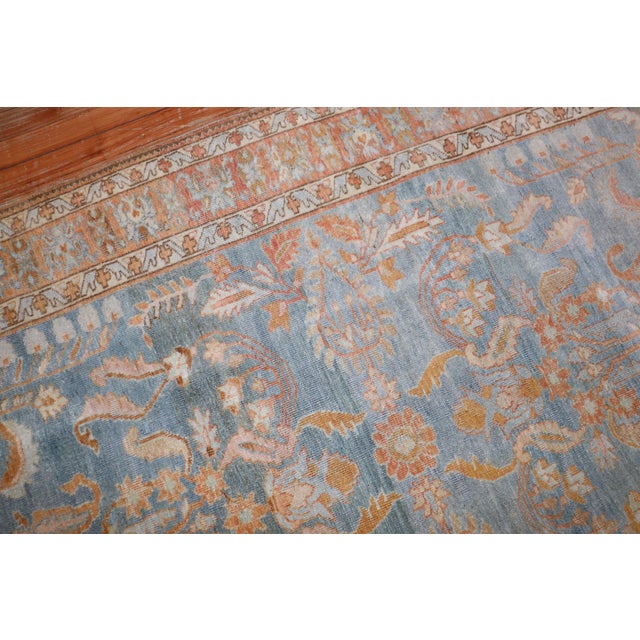 1920s Persian Sarouk Accent size rug with a sky blue field accents in peach Rug no. j3135 size 4' 3" x 6' 7" (130 x 201 cm).