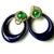 Modern 14k Yellow Gold Emerald, Diamond & Lapis Door Knocker Clip-on Earrings, Pair For Sale - Image 3 of 9