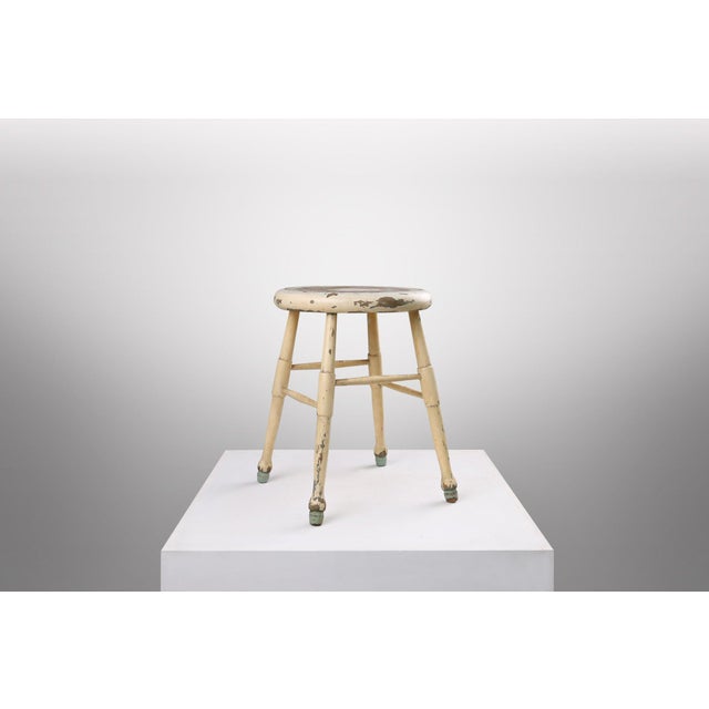 Rustic White Stool, Belgium, 1930s For Sale - Image 11 of 11