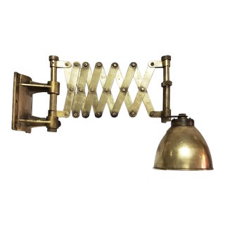 1940s Brass Extendable Scissor Nautical Wall Lamp For Sale