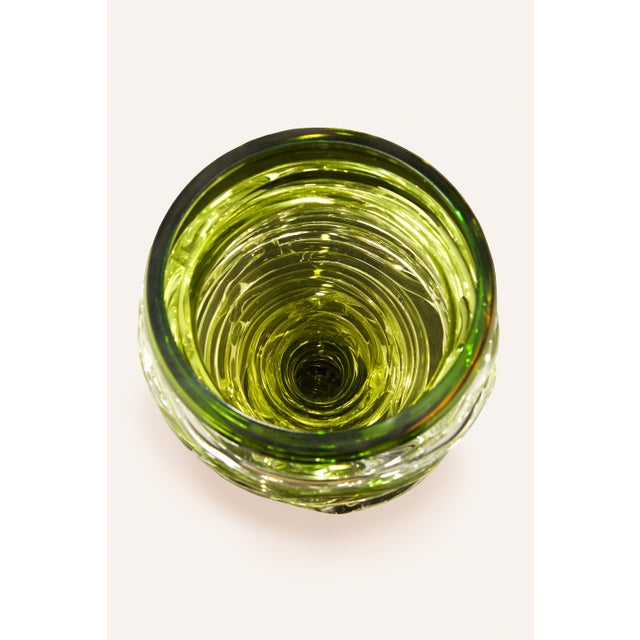 Tamtam Honey Vase in Crystal and Green Glass, 1990s For Sale - Image 3 of 10