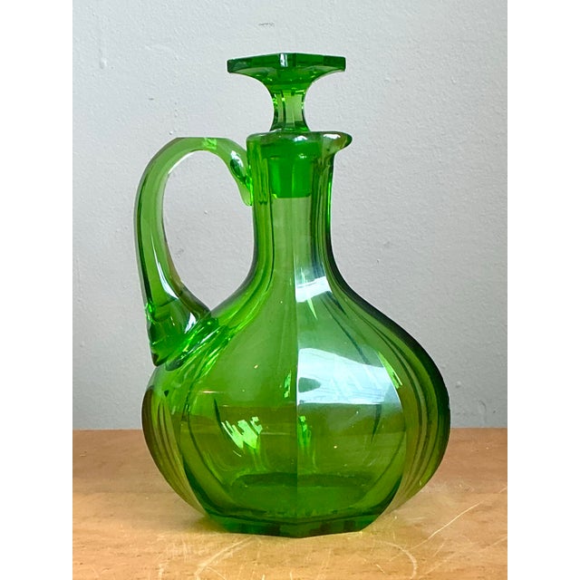 Mid 20th Century Vintage Green Glass Decanter For Sale - Image 5 of 12