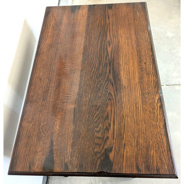 Antique Solid Oak William & Mary Side Table With Cross Stretcher For Sale In Raleigh - Image 6 of 15