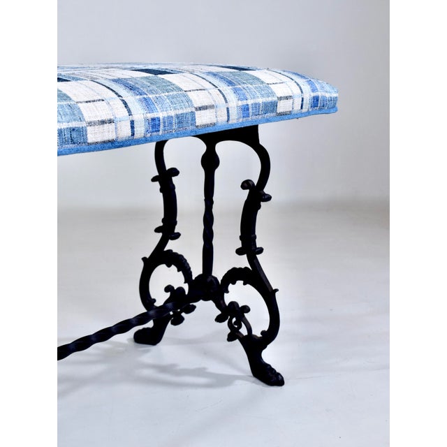 Metal Antique Cast Iron Window Bench, Victorian Style, Woven Upholstery, Usa For Sale - Image 7 of 10