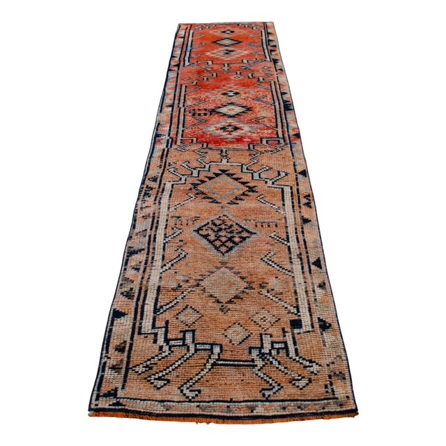 1960s 1960s Runner Kurdish Hand-Knotted Rug Hallway Decor Kitchen Floor Accent 3x12 Ft Approx For Sale - Image 5 of 16