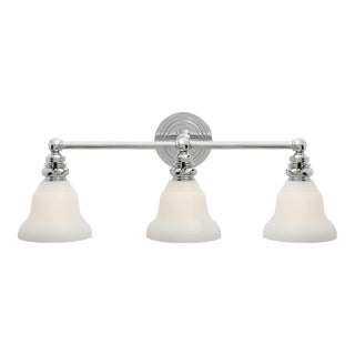 Chapman & Myers for Visual Comfort Signature Boston Functional Triple Light in Polished Nickel with White Glass For Sale