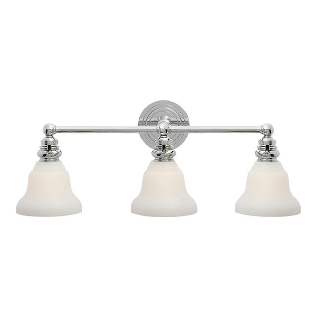 Chapman & Myers for Visual Comfort Signature Boston Functional Triple Light in Polished Nickel with White Glass For Sale