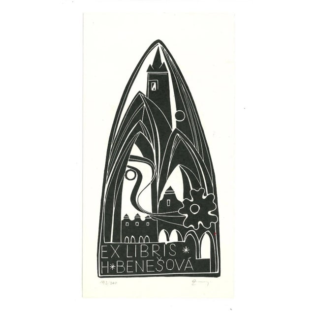 Unknown, Ex Libris Besenova, Original Woodcut Print, Mid-20th Century For Sale