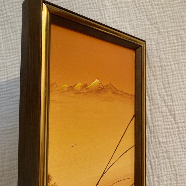 Mustard 1970s Triptych Oil Paintings by California Artist Nachi Nelson - Fully Stamped Collector Set in Floater Frames For Sale - Image 8 of 12