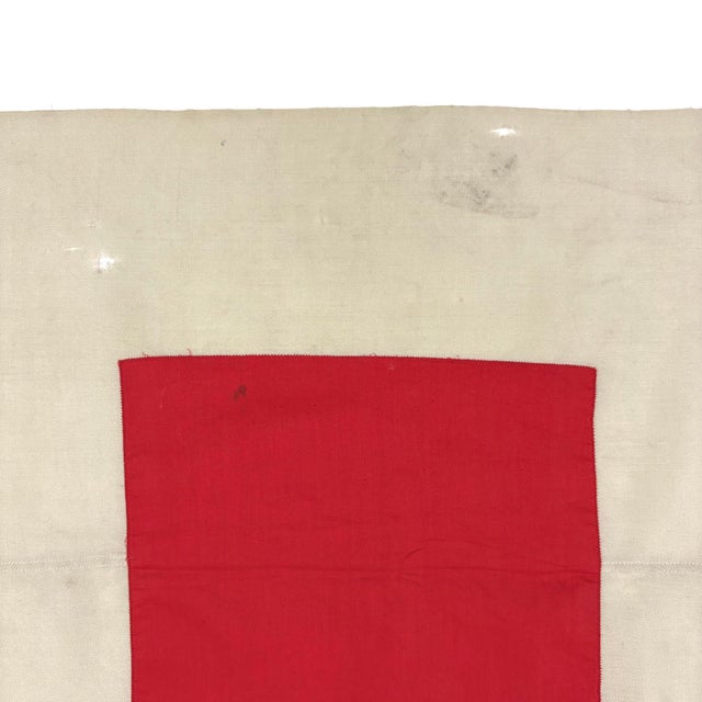 Rustic Large Vintage Wool Sewn Red Cross Flag For Sale - Image 3 of 7