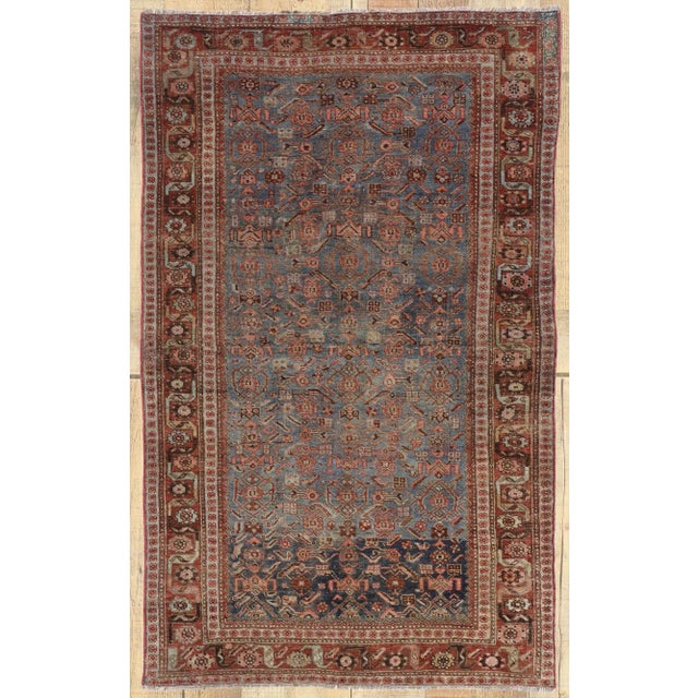 Blue Antique Persian Bijar Rug - 04'04 X 06'10 For Sale - Image 8 of 10