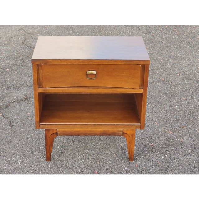 Brown Mid 20th Century Mid Century Modern Vintage Walnut Nightstand For Sale - Image 8 of 10