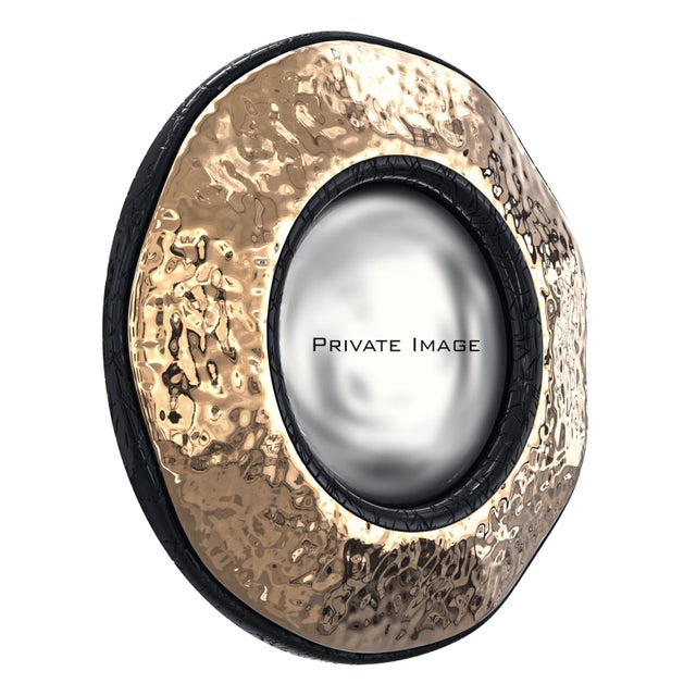"Capriccio" Convex Wall Mirror With Bronze, Handmade For Sale - Image 4 of 7