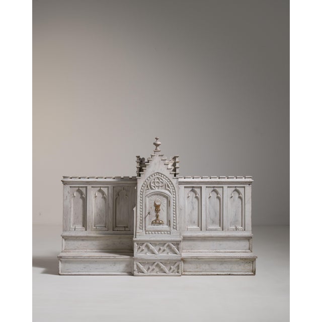 19th Century France Gothic Antique White Wood Decorative Object For Sale - Image 4 of 15