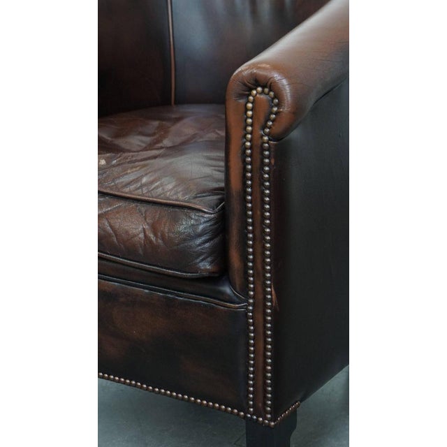 English Style Club Armchair in Cowhide Leather For Sale - Image 9 of 15