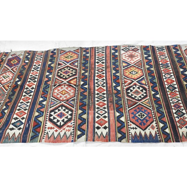 19th Century Antique Handwoven Turkish Kilim Carpet Runner For Sale - Image 4 of 11