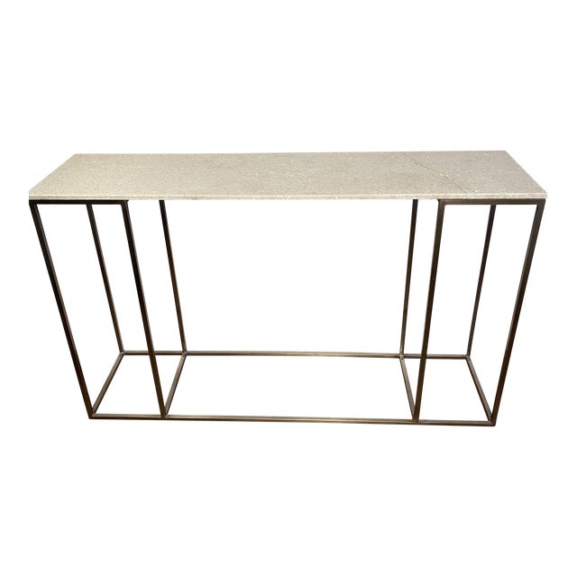 1950s Vintage Steel and Onyx Console Table For Sale