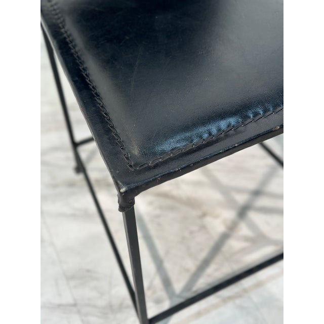 Set of 6 Leather and Iron Vintage Italian Dining Chairs, 1970s For Sale - Image 4 of 7