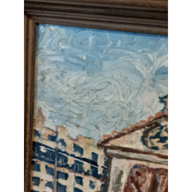 1960s Vintage Framed Oil Painting of a Town Square For Sale - Image 5 of 8