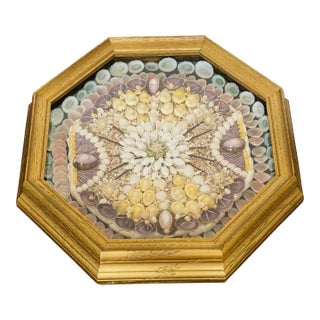 Vintage Sailors Valentines Sea Shells Octagonal For Sale