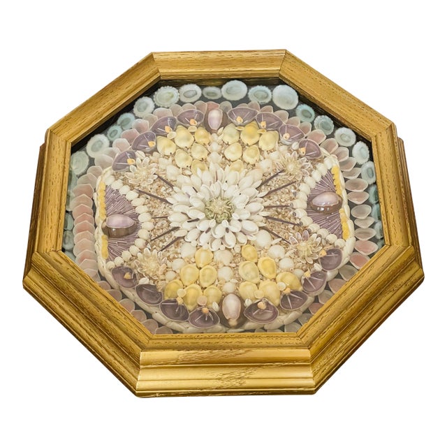 Vintage Sailors Valentines Sea Shells Octagonal For Sale