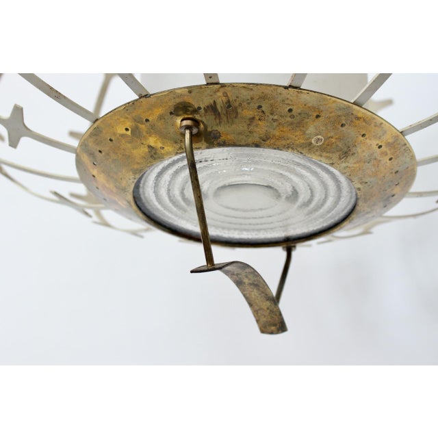 1960s Progress Mfg. Co. Inc. Off White Enamel & Glass "Onion" Hanging Pendant For Sale - Image 11 of 12