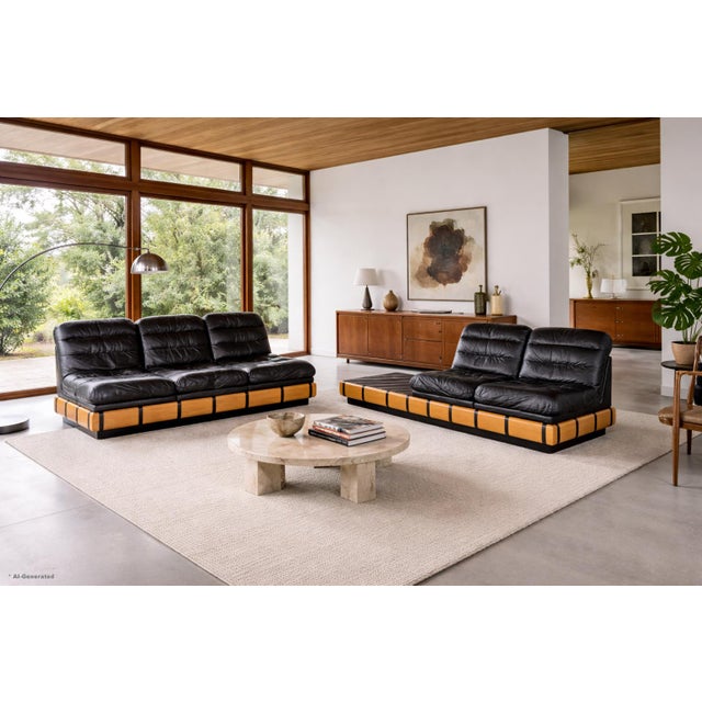 Discover a rare complete set from Haralson–Seidel’s iconic Hide Park Collection: two modular sofas and a dual-function...