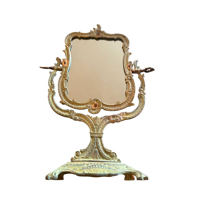 Verdigris Patina Brass Vanity Mirror For Sale In Los Angeles - Image 6 of 13